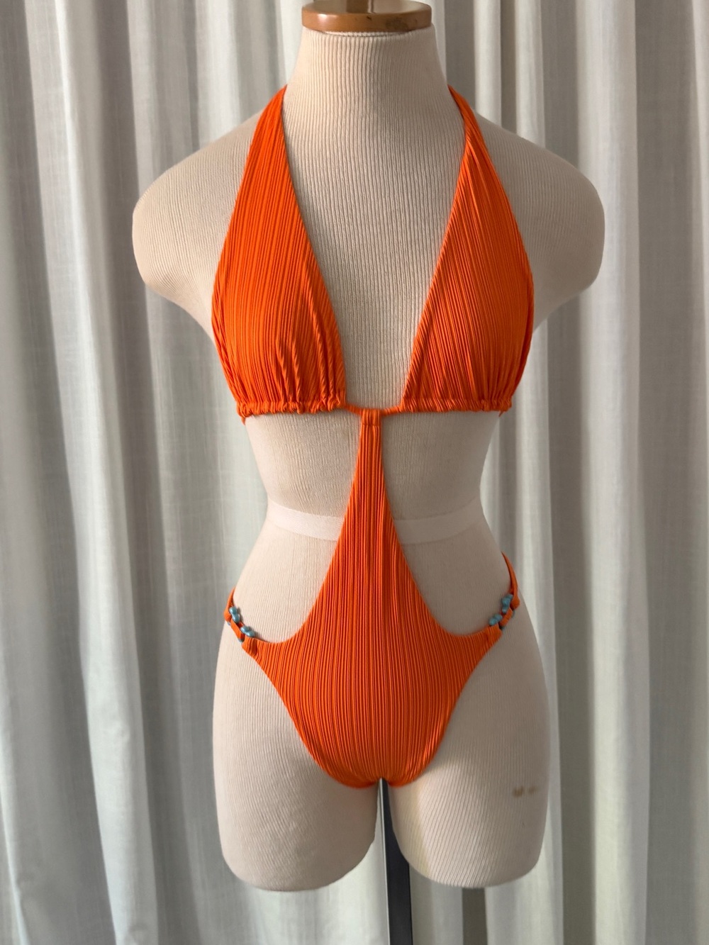 Frankie's Bikinis Orange Plunge Cutout One-Piece Swim